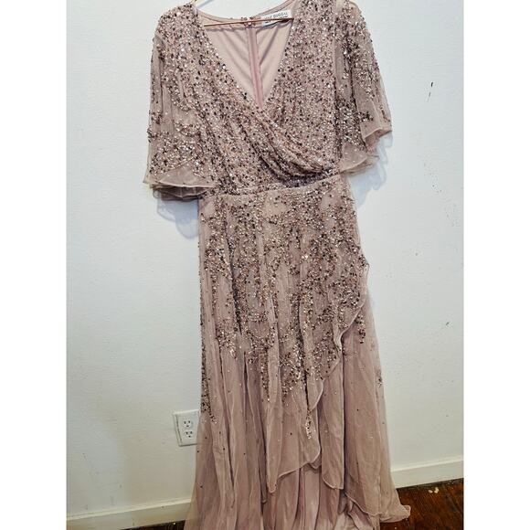 MAC DUGGAL 93681 Vintage Lilac Pink Sequined Butterfly High Low Gown Dress 2 - Picture 9 of 13